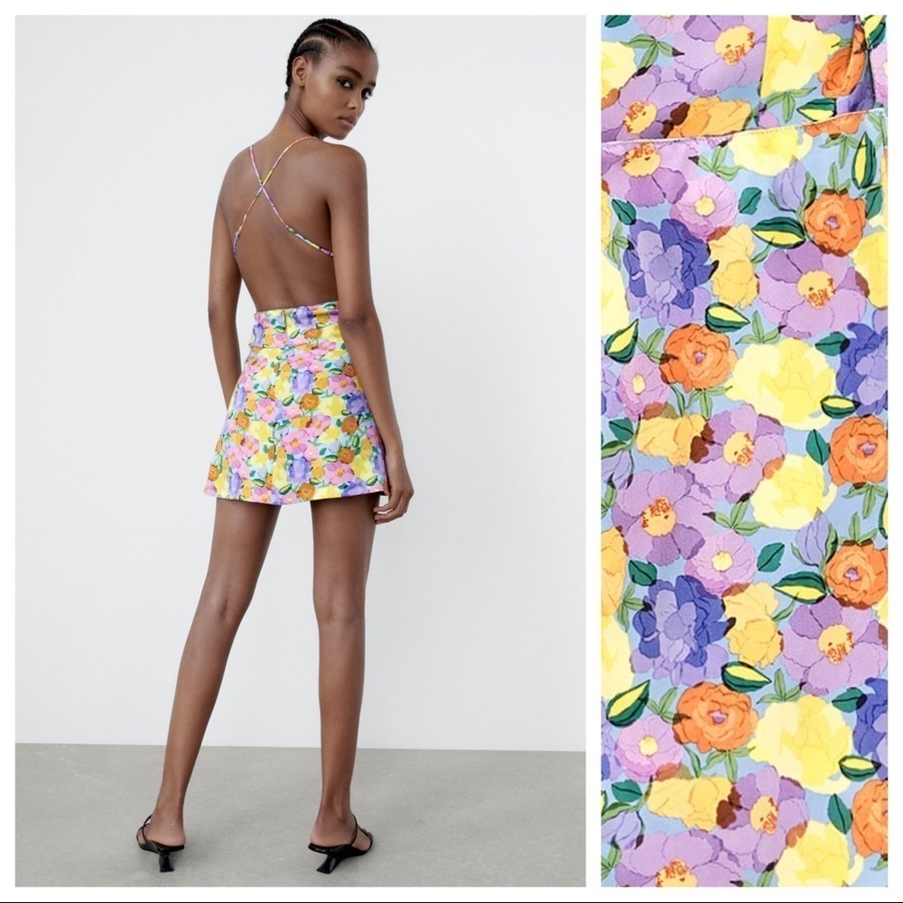 🌹NWT. Zara Floral Print Mini Dress. Size S. - Picture 4 of 12